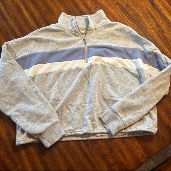 WILD SKY CROPPED DRAWSTRING HALF ZIP SWEATER - Picture 2 of 3